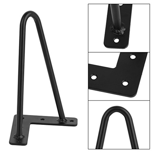 Black Hairpin Legs, Two-Rod Table Legs, Set for 4 Hairpin Table Legs, 8"/12"/16"/18"/22"/28" for Coffee Tables, Modern Desks, Night Stands (12")