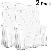 Ktrio Acrylic Brochure Holder 8.5 x 11 inches Plastic Acrylic Literature Holders Clear Flyer Holder Rack Card Holder, Magazine, Pamphlet, Booklet Display Stand Trifold Holder Desk or Wall Mount 2 Pack