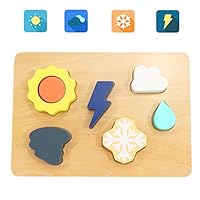 Scootive 7 pcs Wooden Weather Shape Sorter Block with Bright Color Sorting Toys Educational Preschool Learing Toys Peg Puzzle