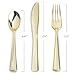 300 Pc Gold Plastic Silverware Set, 100 Disposable Knives, Forks, Spoons - Elegant, Polished Dinnerware Eating Utensils For Weddings, Parties, Baby Showers - Stylish, Heavy Duty