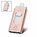 4in1 Universal 32G iphone Flash Drive,QARFEE Pen Drive OTG Type-C Lightning USB Micro USB Memory Stick External Storage ios Flash Drive U Disk for iPhone,iPad,Mac,Android cell phone and PC,Rose gold