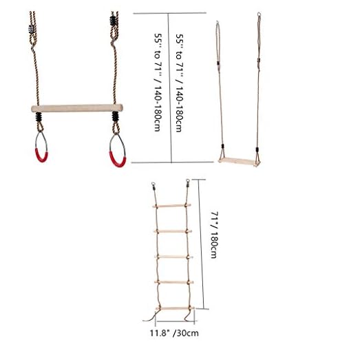 KAKIBLIN Kids Climbing Rope Ladder, Trapeze Bar with Rings and Hanging Swings Seat Bundle, Gymnastics Swing for Outdoor… - Image 7