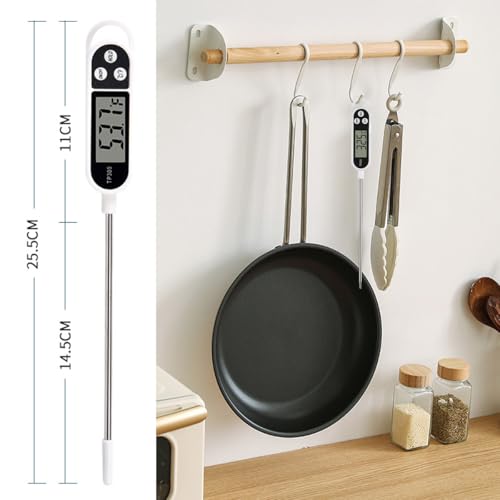 MXHIGO Termómetro Digital de Cocina para Carne, Termómetro de Lectura con Sonda de Acero Inoxidable, Termometro con Pantalla Digital para Parrilla Pollo Masa Almíbar Mermelada Mantequilla Leche Agua