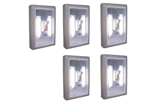 Promier LED Wireless Light Switch, Under Cabinet, RV, Kitchen, Night Light, Counter, or Boat Lighting, 5-Pack, Battery-Operated