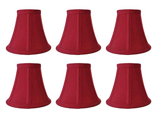 Premium Quality 6-Pack Mini Bell Lamp Shade Lampshade 5"H Clip On Style for Chandeliers Wall Sconces Accent Lamps Beautiful Lighting Decor - Red (6pcs)