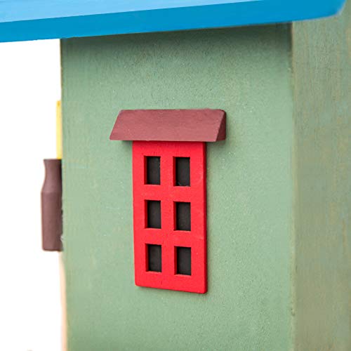 MEWANG Hanging Colourful Bird Feeder Garden Country Cottages Wooden Bird Feeder Height 9"