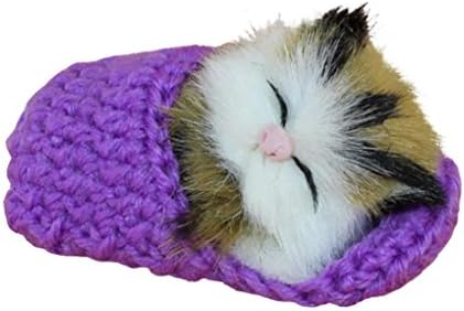 FINERINE In Stock Simulation Cat Vocalize Meow Meow Slippers Kitten Plush Toys Doll (Purple)
