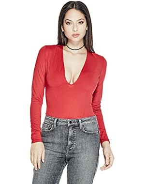 Women's Devri Plunging Long-Sleeve Bodysuit