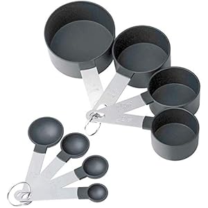 8-Piece Black Measuring Tools Measuring Spoon Sets Measuring Cups and Spoon with Stainless Steel Handles for Cooking…