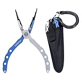 SUAOKI Stainless Steel Fishing Pliers Saltwater Aluminum Handles Tools for Cutting Braid Line and Remove Hooks Lure with Sheath and Lanyard