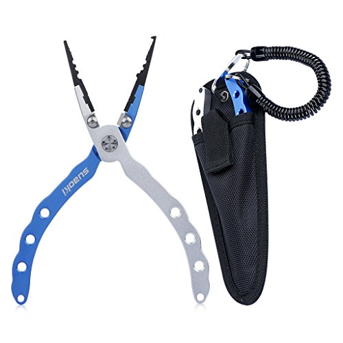 SUAOKI Stainless Steel Fishing Pliers Saltwater Aluminum Handles Tools for Cutting Braid Line and Remove Hooks Lure with Sheath and Lanyard