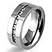 Will Queen 8mm White Titanium Classic Wedding Bands with Brilliant Diamond Inlay for Men High Polish Women's Engagement Tungsten Bands Flat Couple Matching Ring 10