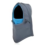 Vbiger Balaclava Ski Mask Windproof Thicken Winter Hat Fleece Full Face Cover for Men & Women (Grey+Blue)