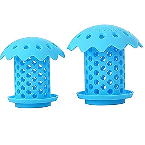 FChome 2 Pack Bathtub/Sink Drain Hair Catcher Protector Strainerï¼ŒFDA Grade Silicone Bathroom Sink Drain Protector Hair Strainer/Snare Sizes 1.5â€™â€™and 1.75â€™â€™ï¼ŒBlue