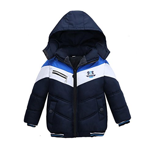 Sunbona Toddler Baby Boys Autumn Winter Down Jacket Coat Warm Padded Thick Outerwear Clothes (3T(18~24months), Navy)