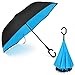 Rainlax Inverted Umbrella Double Layer Windproof Anti UV Protection Umbrellas for Car Rain Outdoor with C-Shaped Handle(Blue)
