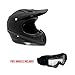 Adult Motorcycle Off Road Helmet DOT - MX ATV Dirt Bike Motocross UTV - Flat Matte Black LARGE with Goggles