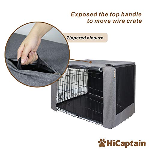 HiCaptain Folding Metal Dog Crate Cover for 48 Inch Wire Pet Cage(Two