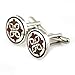 PenSee Unique Stainless Steel & Red Wood Floral Cufflinks for Men with Gift Box
