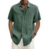 Ryannology Men's Linen Henley Shirt - 3/4 Sleeve Cotton Blend Tunic, Regular Fit, Sky Blue 3XL - View #6