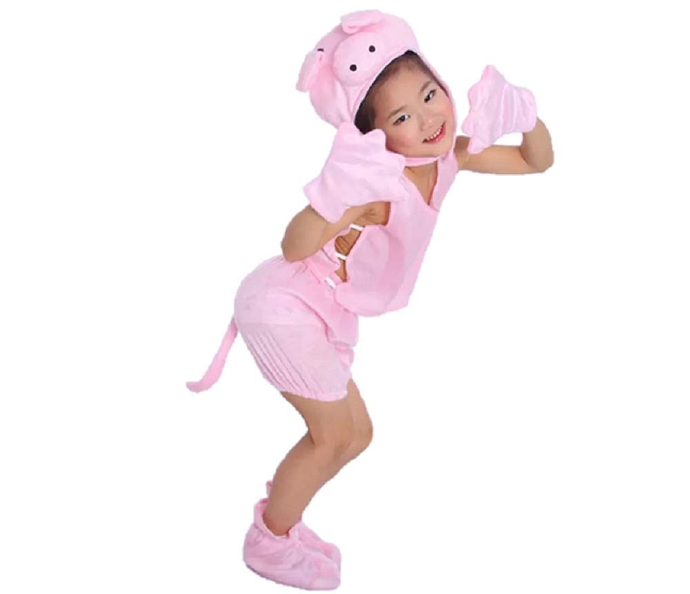 MATISSA Kids Sleeveless Animal Costumes Children's Summer Fancy Dress Party Pajama Cosplay (M (For kids 90-105 cm tall), Pig)