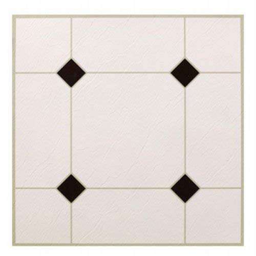 MAX KD0309 5Th Avenue Black & White Peel & Stick Vinyl Floor Tile, 12 x 12"