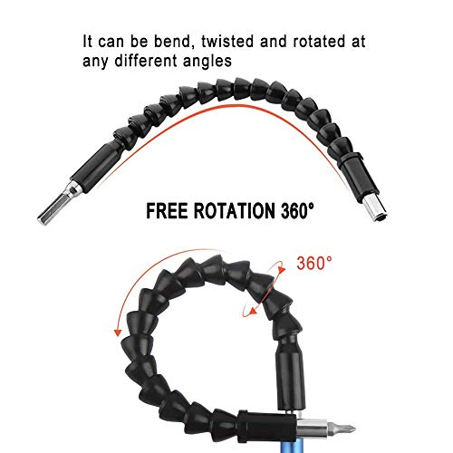 HELIUS Flexible Drill Bit Extension,1/4" Hex Head Magnetic Connect，11.6 inch Universal Drill Connectors，Applicable to Computer Chassis, Electrical Cabinets, Furniture,(2PACK) - Thumbnail 3