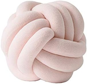 Cozzy Trendy Handmade Round Knot Pillow Knit Decorative Floor Ball Cushion for Bed Couch Nursery Home Decor 10"-11" Light Pink