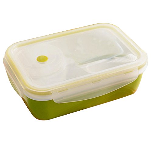 Vinmax Bento Lunch Box Rectangulaire 4 Compartiments Anti-fuite pour Enfants et Adultes Boîte Alimentaire Passe au Micro-ondes - Vert