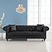 Divano Roma Furniture Classic Scroll Arm Chesterfield Sofa - Bonded Leather (Black)