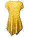TWINTH Printed Tunic Plus Size Tie Dye Short Sleeve Handkerchief Hem Loose Fit Top Yellow 5XL