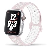 YC YANCH Greatou Compatible for Apple Watch Band 38mm 40mm,Silicone Sport Band Replacement Wrist Strap Compatible for iWatch Apple Watch Series 5/4/3/2/1,Nike+,Sport,Edition,S/M,Pearl Pink White