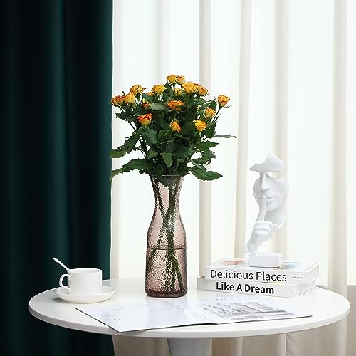 QENUIITEA Set of 4 Tall Flower Vases Clear, 10.6 Inch Assorted Color Glass Vase Round Floral Bottles Decorative for Centerpieces Home Office Decoration Wedding Reception Table Decor