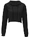 Moxeay Crop Top Hoodie for Women Long Sleeve Crop Top Sweatshirt Pullover Hooded Sweatshirt(M, Black)