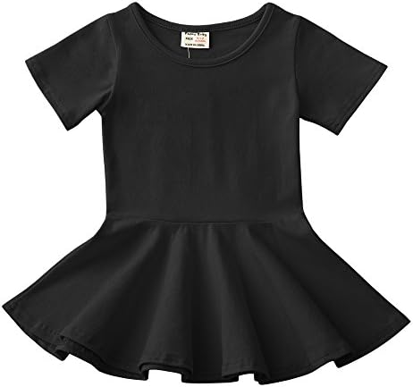 Infant Toddler Baby Girls Dress Cozy Ruffles Long Sleeves Cotton (3-4Year(4T), Black 1)
