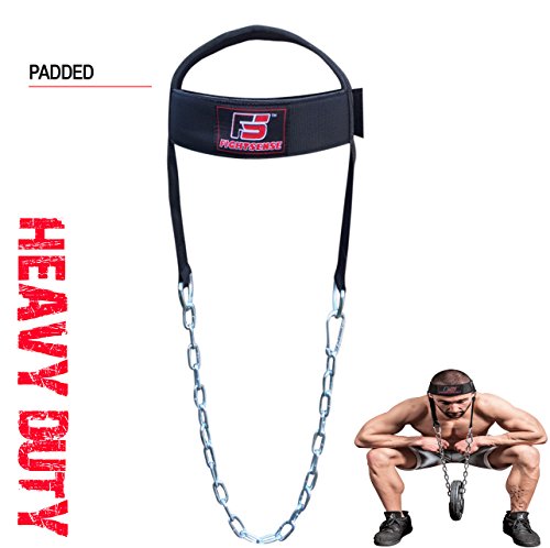 SF Adjustable Head Neck Harness Training Exercise Gym Weight Lifting Strength Chain (Black)