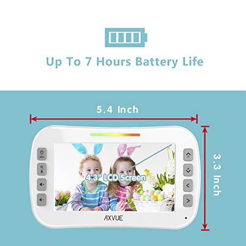 Video Baby Monitor with Remote-Controlled Camera and Clear Large Screen, Two Way Talk, Long Range Connection, No WiFi Needed, Caring for Elder, Home Security Protect by Axvue, Blue, Model E9650-B