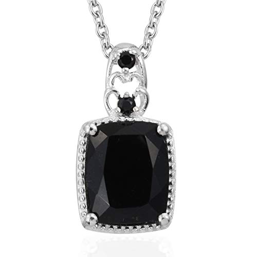 Tourmaline Spinel Pendant Black Necklaces for Women in 925 Sterling Silver & Stainless Steel Gemstone Birthstone Necklace - Engagement Anniversary Promise Birthday Gifts for Womens 20 Inches