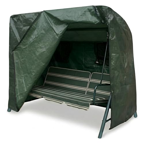 FINE GARDEN 3 Seater Waterproof Garden Bench Protector Heavy Duty Polyester Outdoor Furniture Sofa Hammock Swing Seat Protector UV Resistant Windproof with Breathable Mesh (Green, 215x125x168cm)