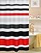 Fabric Shower Curtain,multi-color Striped Black /Red