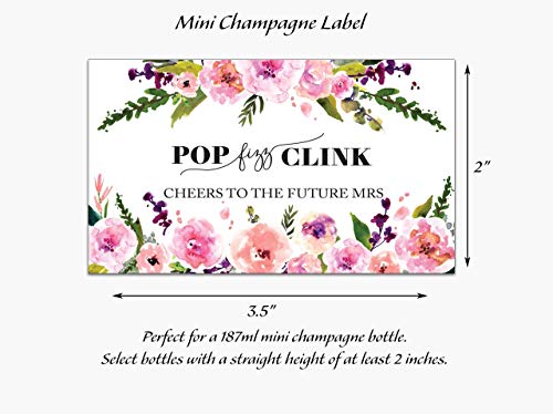 Cheers to The Future MRS Mini Champagne Labels ● Pop Fizz Clink! ● SET of 12 ● Bachelorette Party Mini Wine Labels, Bridal Shower Mini Champagne Labels, Wedding Shower Favors WEATHERPROOF A140-FIZZ-12