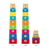 Kidcia My First Square Nesting & Stacking Cups with Numbers Letters & Animals for Toddlers Early Educational Stacker Toys for Kids