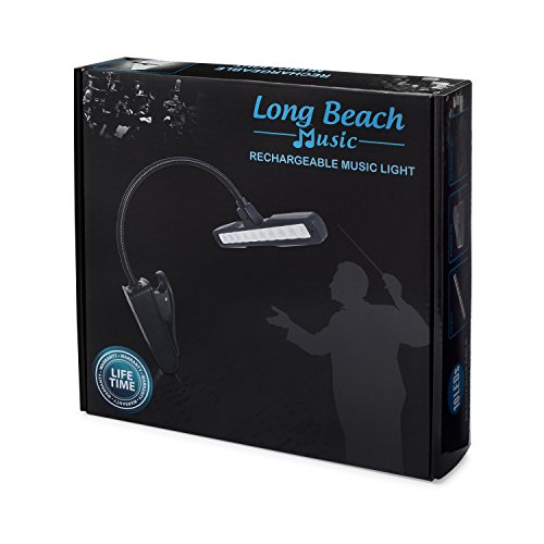 Rechargeable Clip-on Music Stand Orchestra Light- 10 Bright LEDs- Includes USB Cord, Wall Plug, and Carrying Bag- Also for Reading, DJs, Artists, Crafting