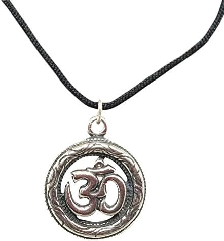 Om Symbol Necklace On Long Black Cord