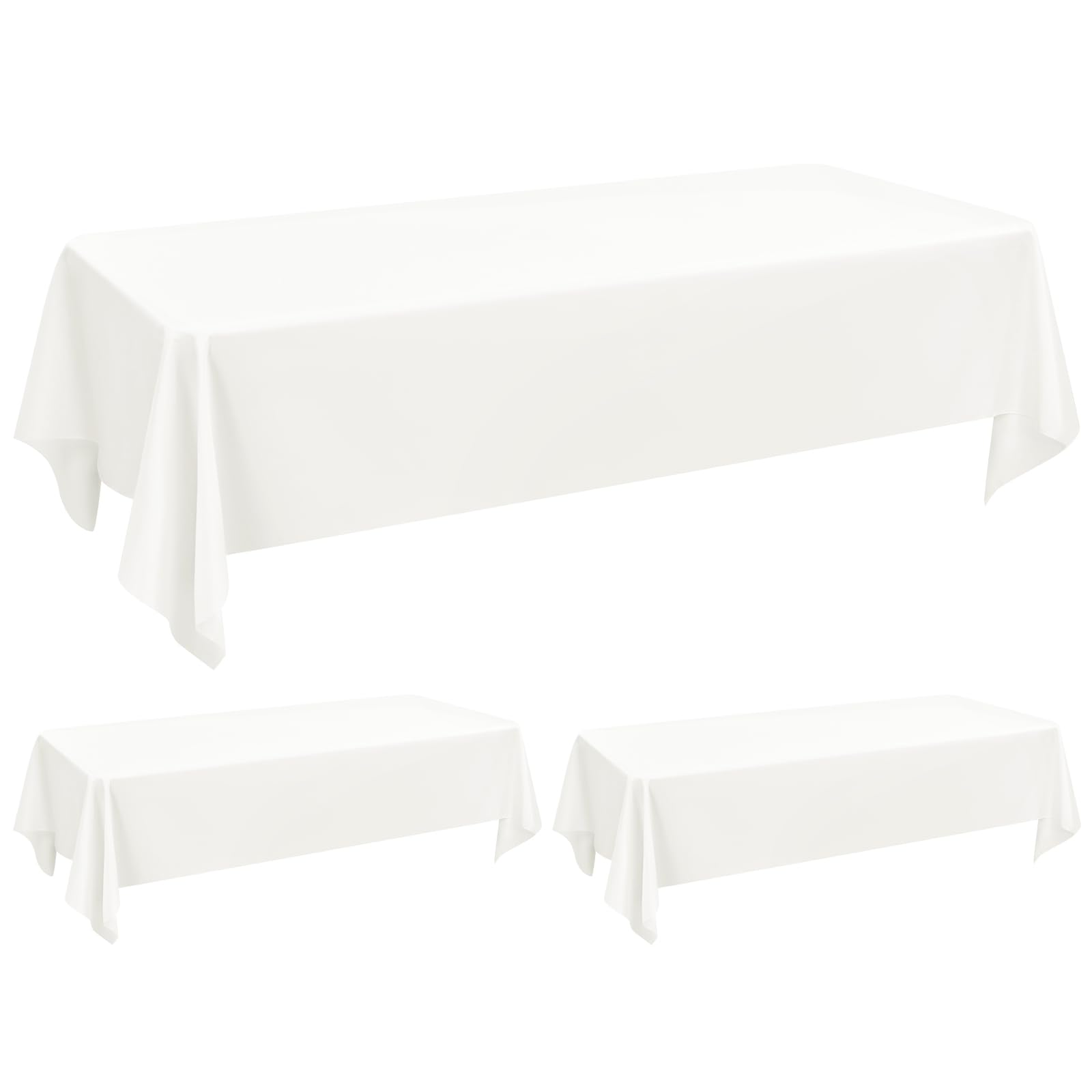 Pesonlook 2Pack Ivory Tablecloths for 6 Foot Rectangle Tables 60 x 102 Inch Rectangle Table Cloth Polyester Fabric Washable Table Cloth for Wedding Reception Banquet Party Restaurant — image 1