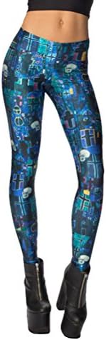 Takra Gold Lady Fashion Skinny Cross Skull Digital Printed Jeggings Leggings (XXXL)