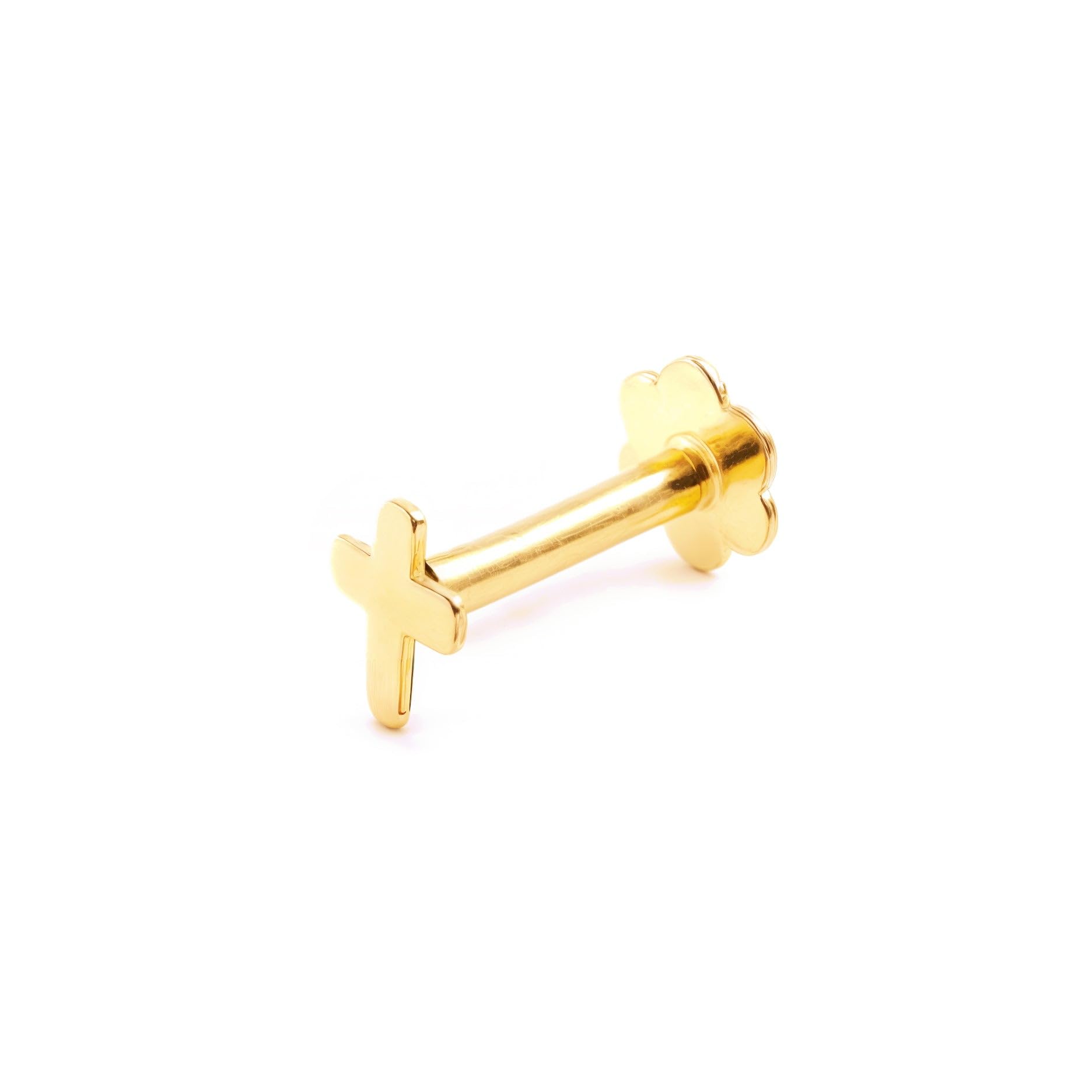 Monde Petit 9ct Yellow Gold cross 4 mm cartilage Piercing
