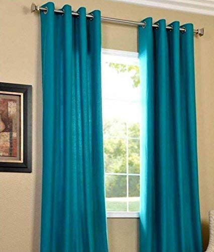 Buy Homecrust Plain Blue Color Curtains Long Door Eyelet Curtain