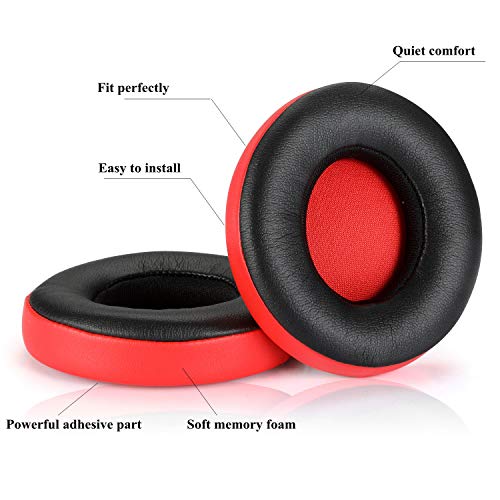Beats Solo 2&3 Earpad Replacement,Cypher.V Ear Cushion Pads Compatible with Solo 2.0/3.0 Wireless On Ear Headphones by Dr. DRE 1 Pair- (Black+red)