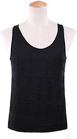Men's Shaper Slimming Undershirts T-shirt Elastic Body Sculpting Vest (XX-Large, Black)